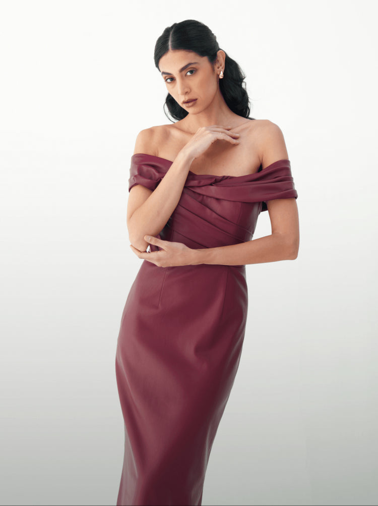 Burgundy Luxe dress - MOONMAINS EGY