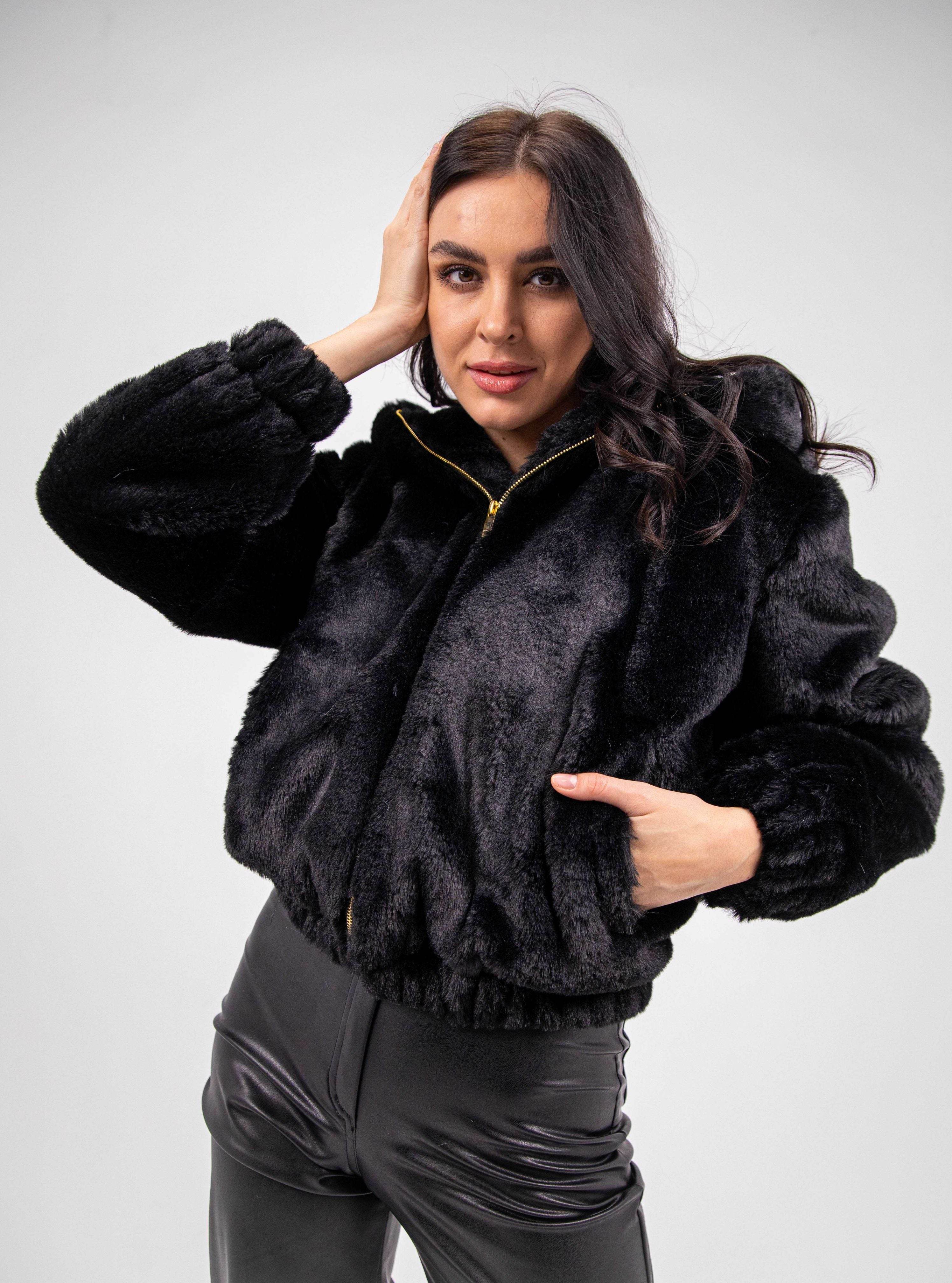 FAUX FUR HOODED JACKET - MOONMAINS EGY