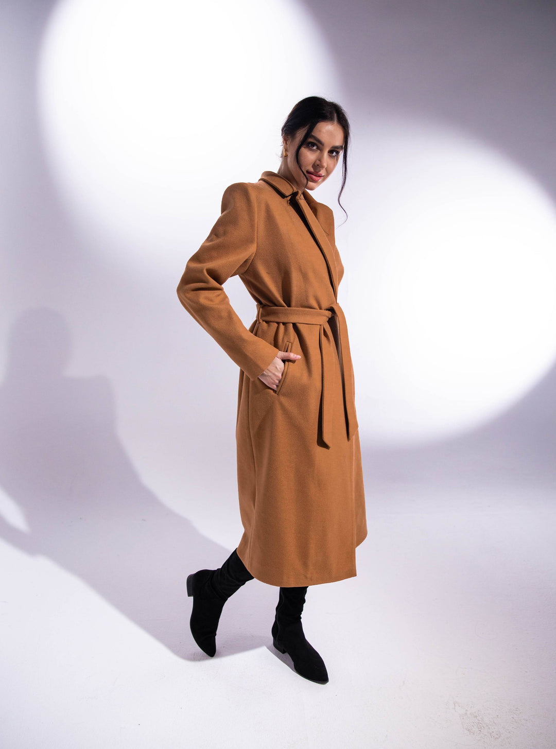 OVERSIZED LONG COAT WITH BELT - MOONMAINS EGY
