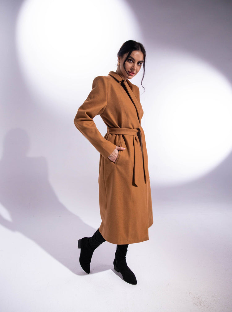 OVERSIZED LONG COAT WITH BELT - MOONMAINS EGY