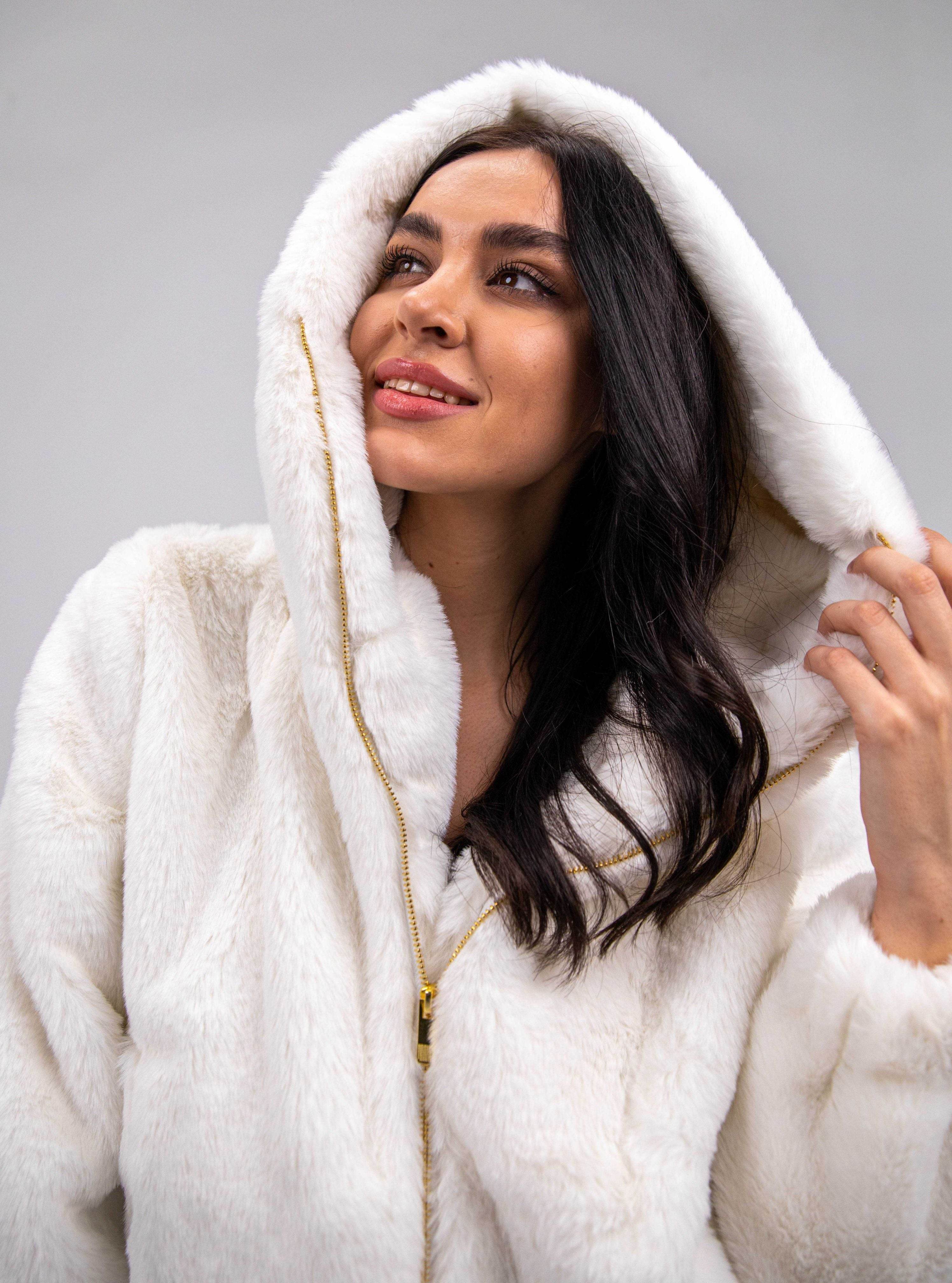 FAUX FUR HOODED JACKET - MOONMAINS EGY