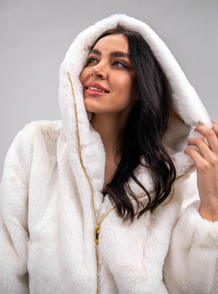 FAUX FUR HOODED JACKET - MOONMAINS EGY