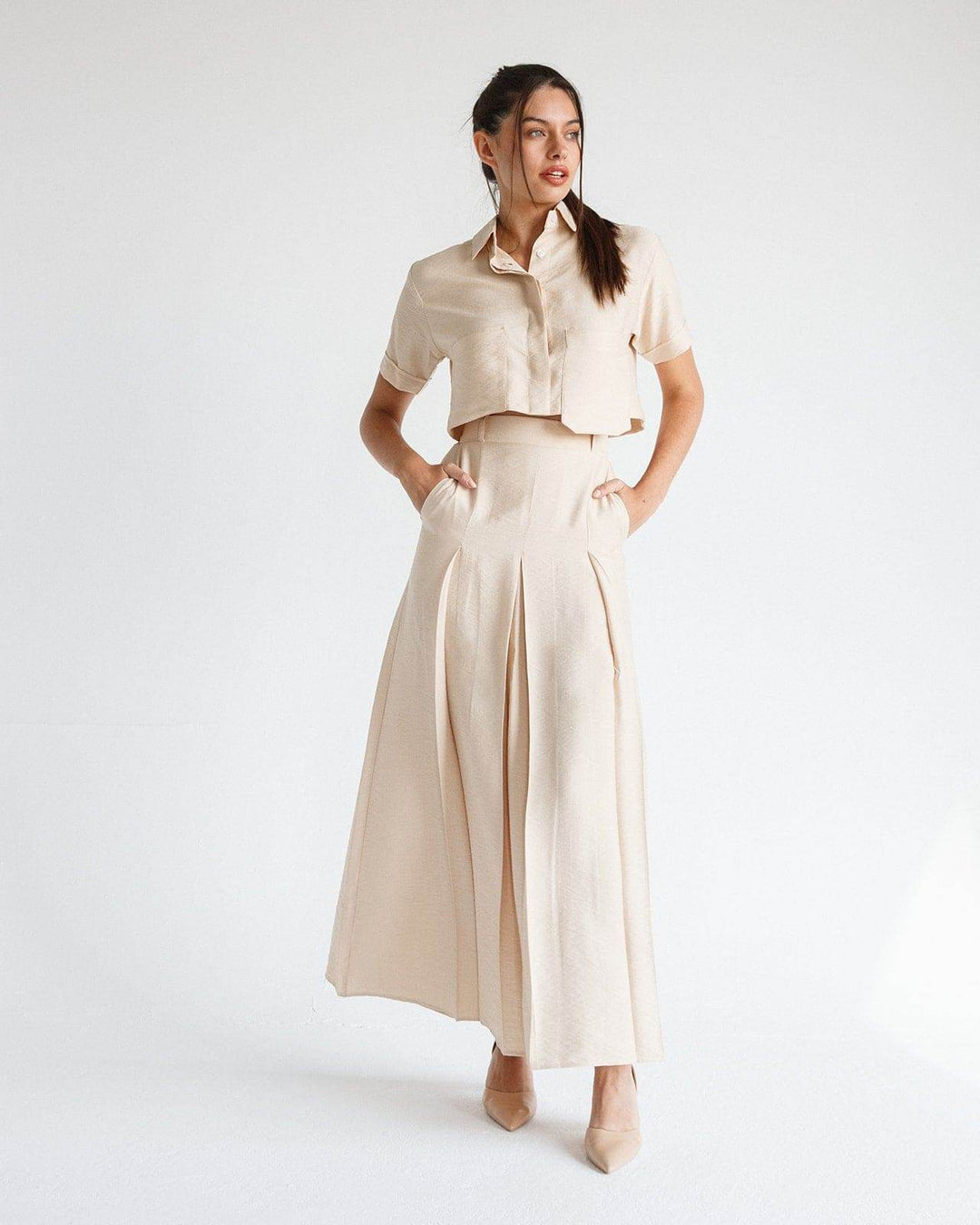 CROPPED LINEN SHIRT - MOONMAINS EGY