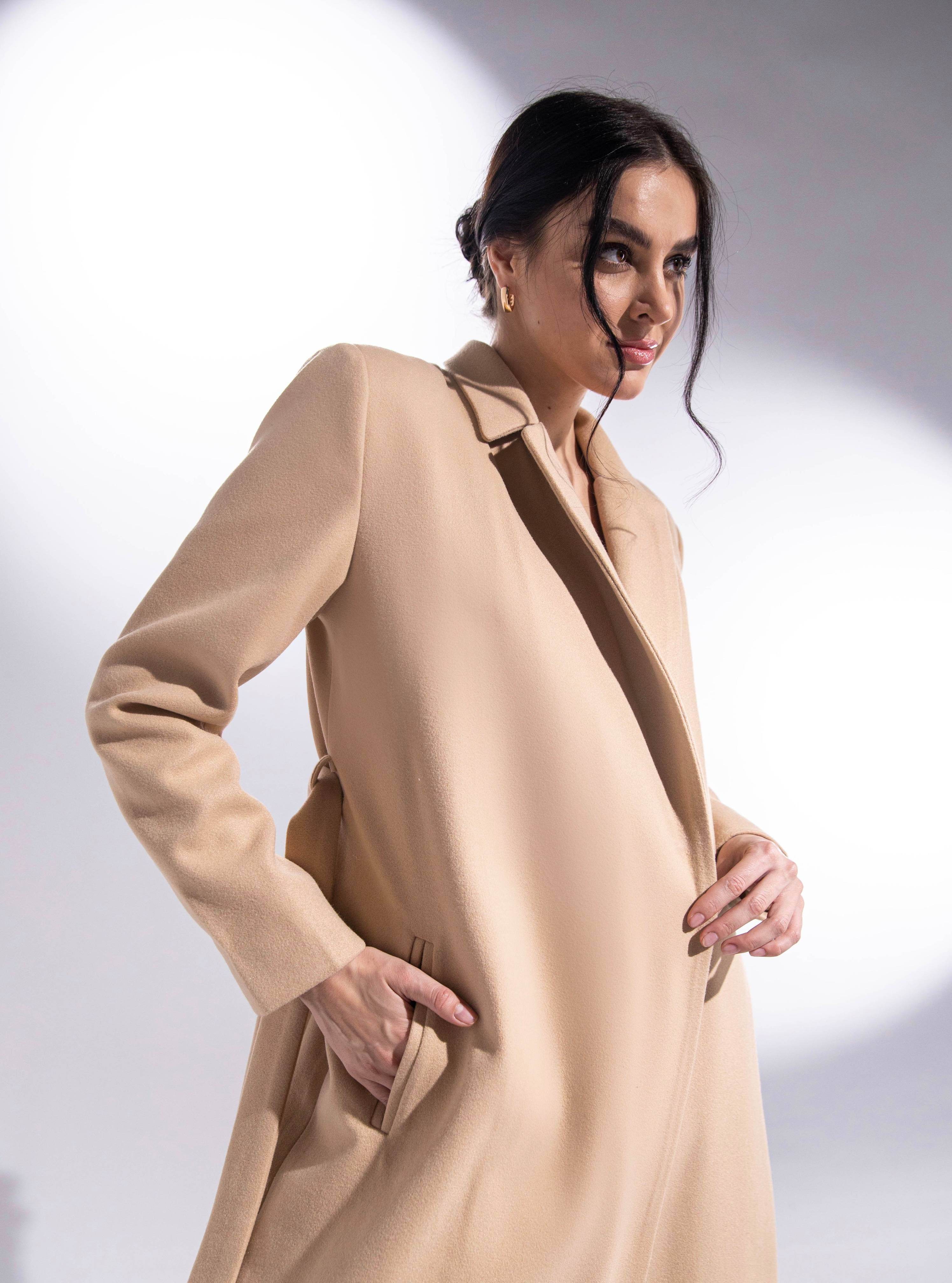 OVERSIZED LONG COAT WITH BELT - MOONMAINS EGY