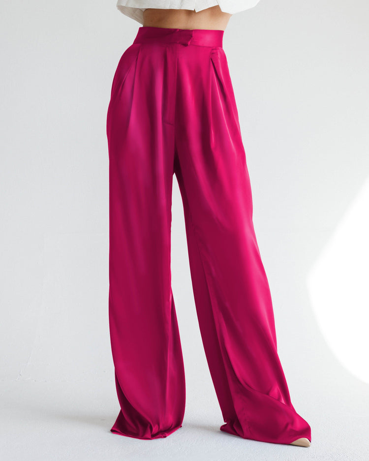 WIDE LEG SATIN PANTS - MOONMAINS EGY