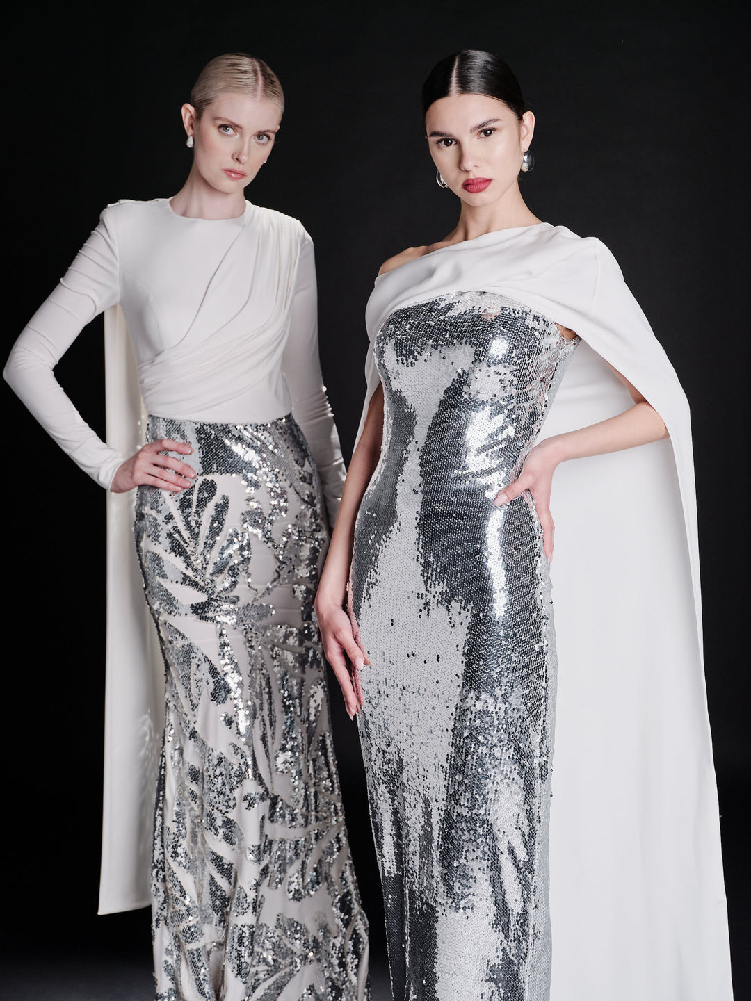 Swan Silver Sequin Gown