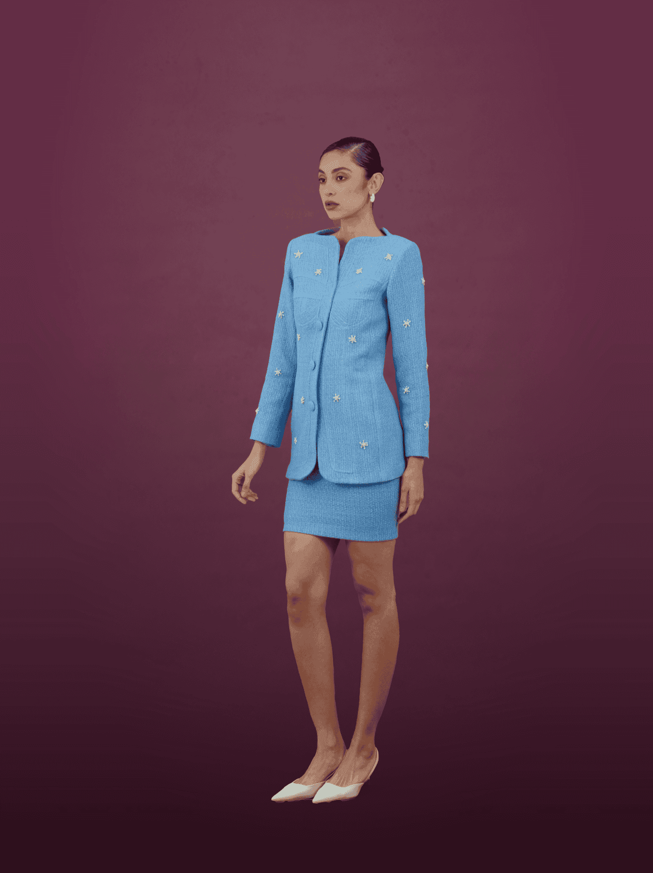 Azure Elegance Belted Ensemble - MOONMAINS EGY