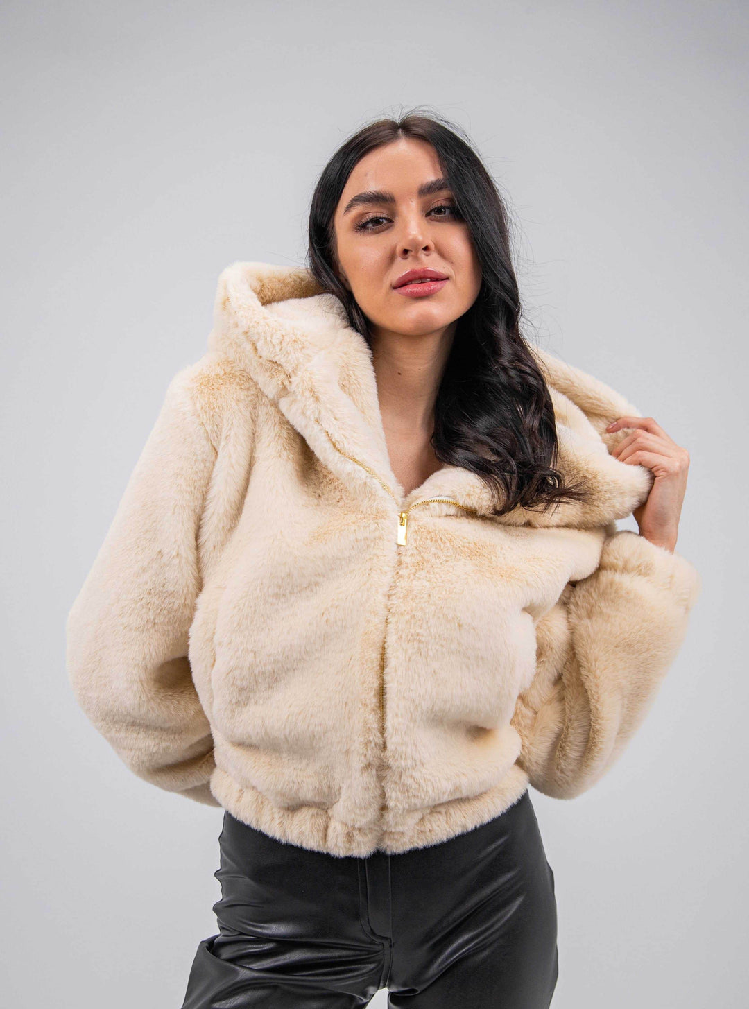 FAUX FUR HOODED JACKET - MOONMAINS EGY