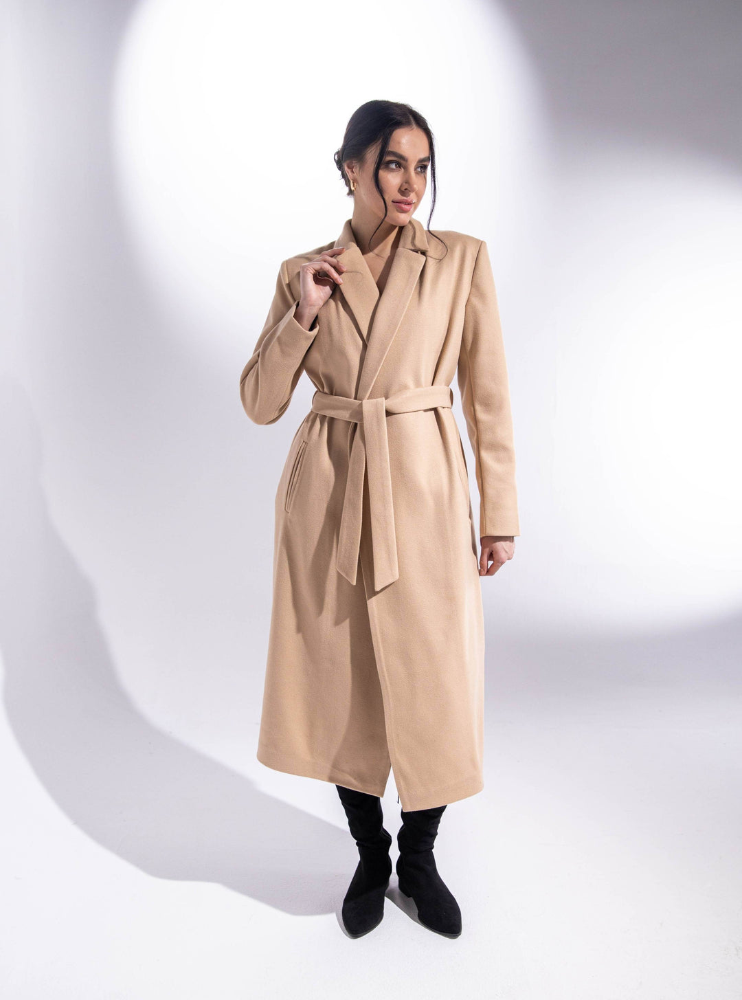 OVERSIZED LONG COAT WITH BELT - MOONMAINS EGY