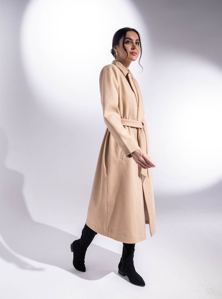 OVERSIZED LONG COAT WITH BELT - MOONMAINS EGY