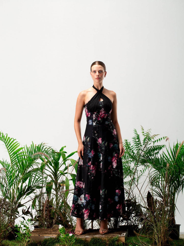 Bellie Linen Floral Dress - MOONMAINS EGY