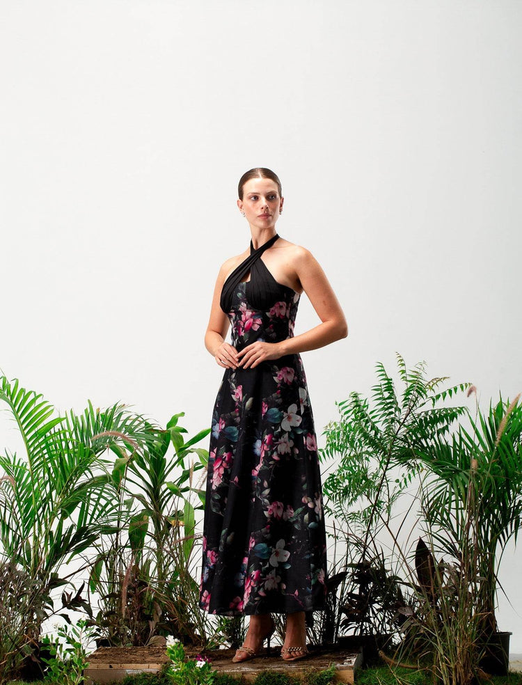 Bellie Linen Floral Dress - MOONMAINS EGY