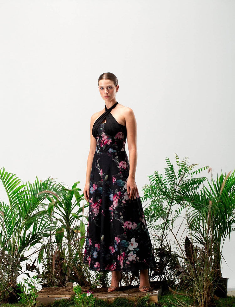 Bellie Linen Floral Dress - MOONMAINS EGY