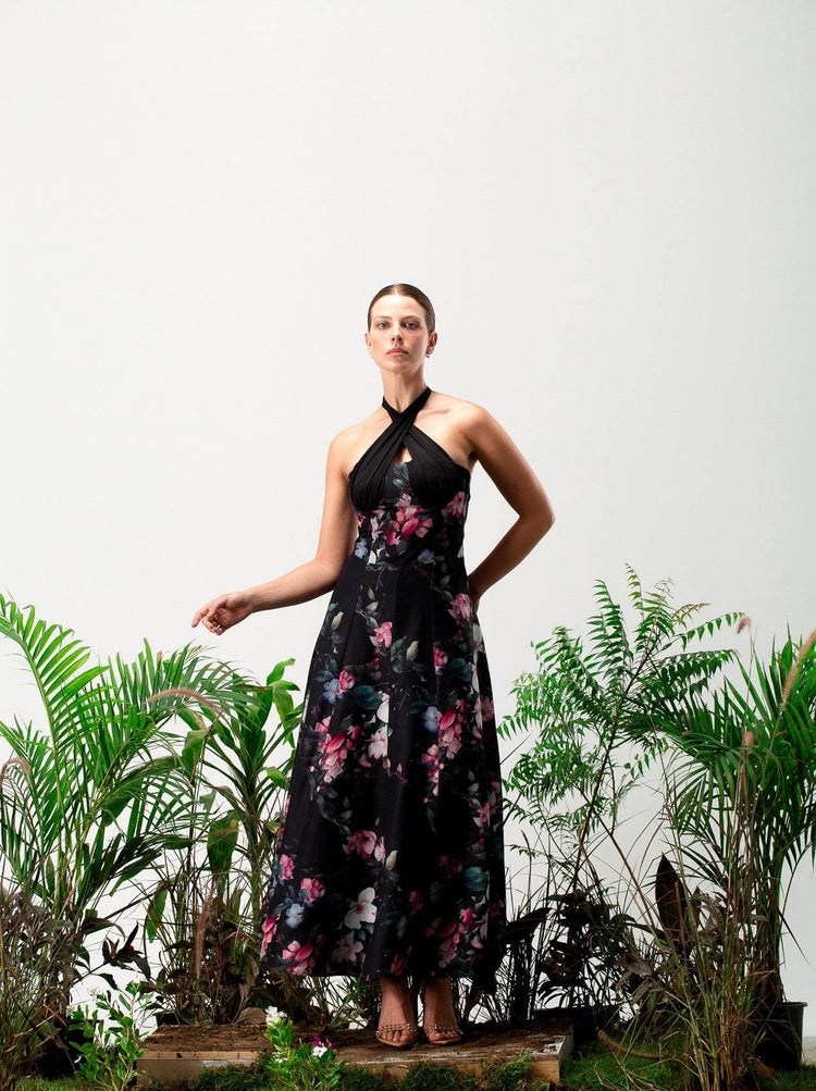 Bellie Linen Floral Dress - MOONMAINS EGY