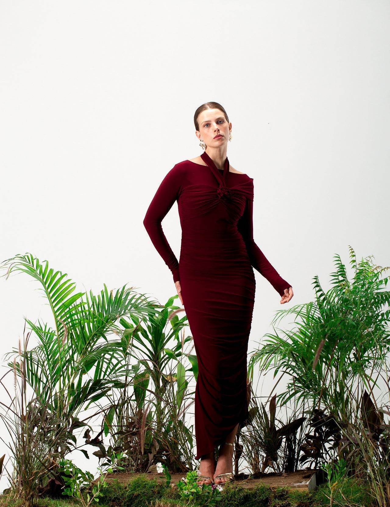 Crimson Opulence maxi dress - MOONMAINS EGY