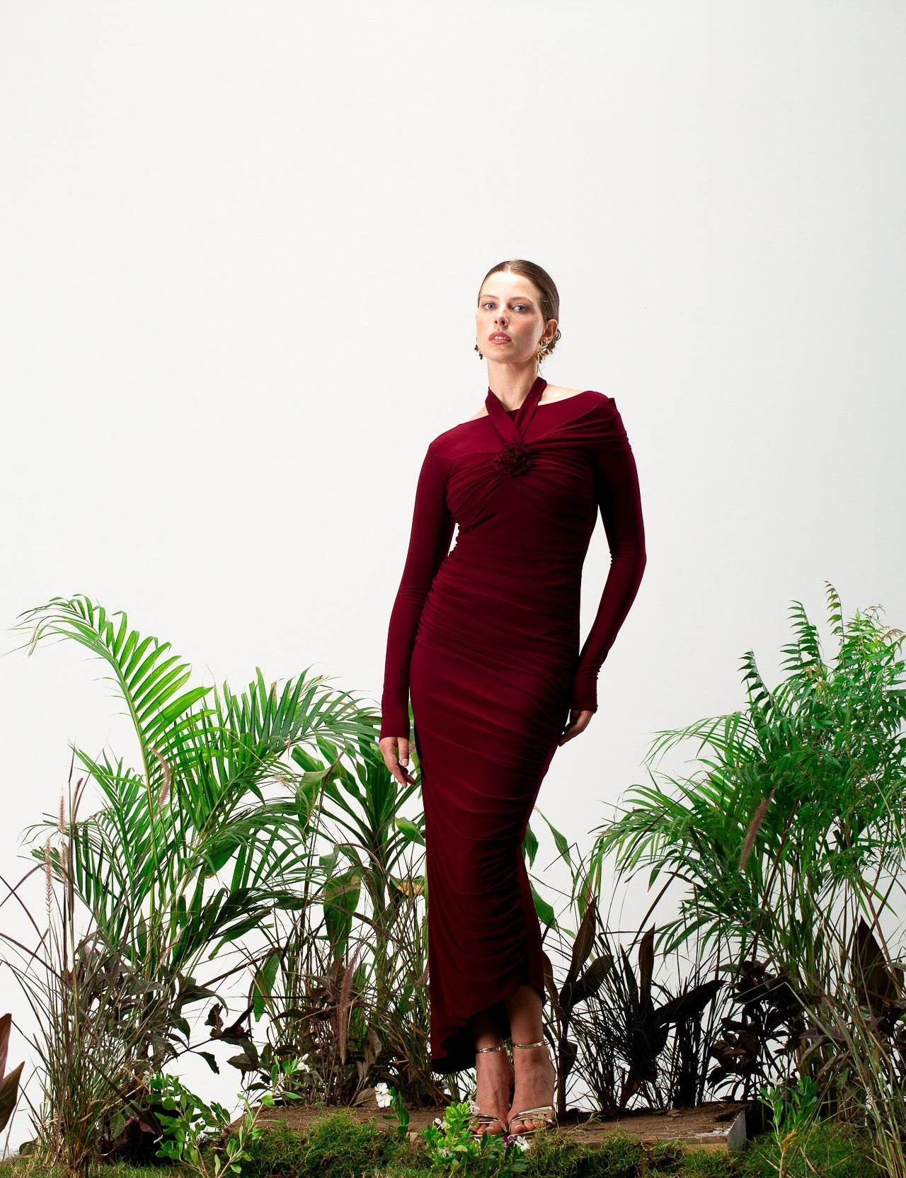 Crimson Opulence maxi dress - MOONMAINS EGY