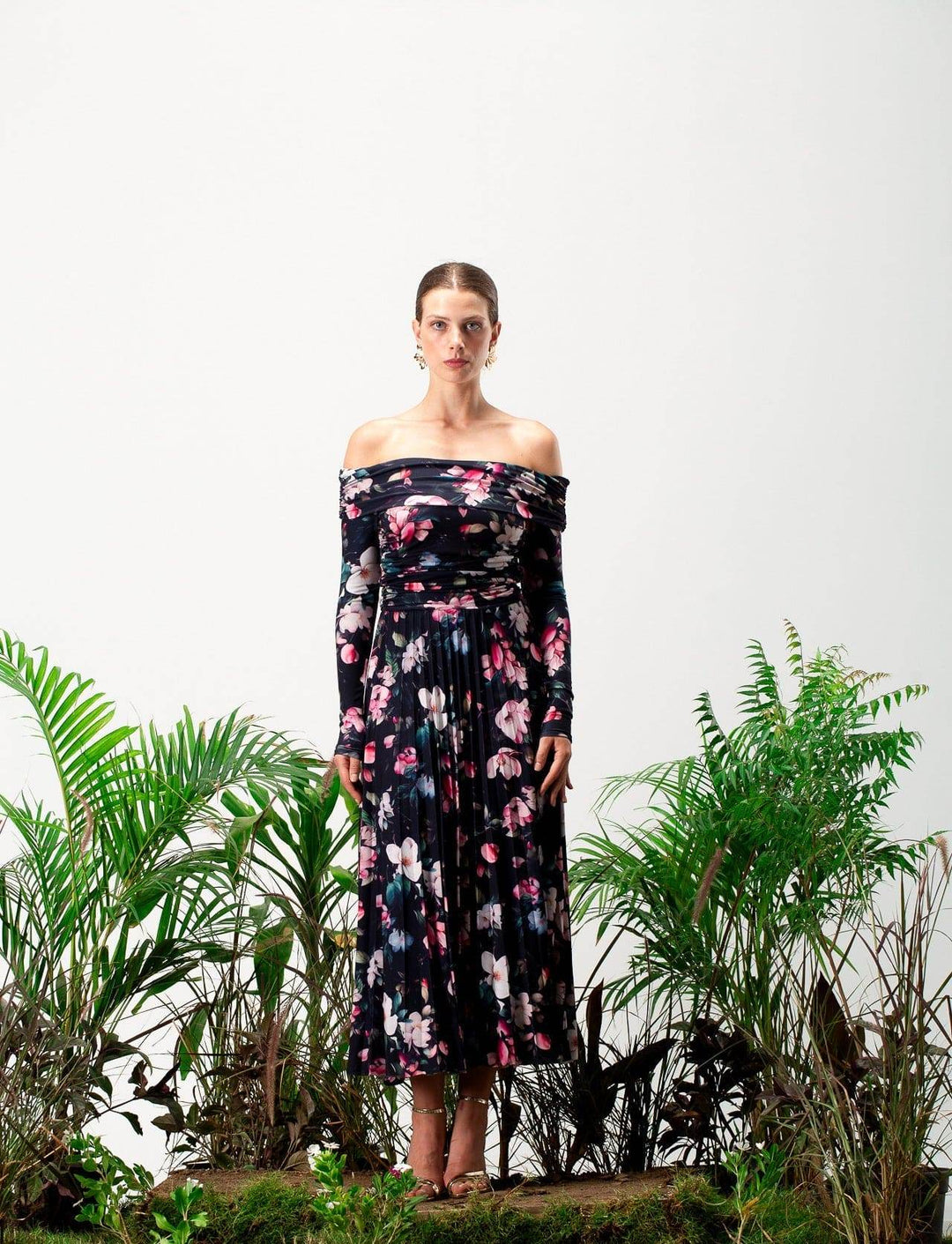 Meliora printed Long-Sleeve Maxi Dress - MOONMAINS EGY