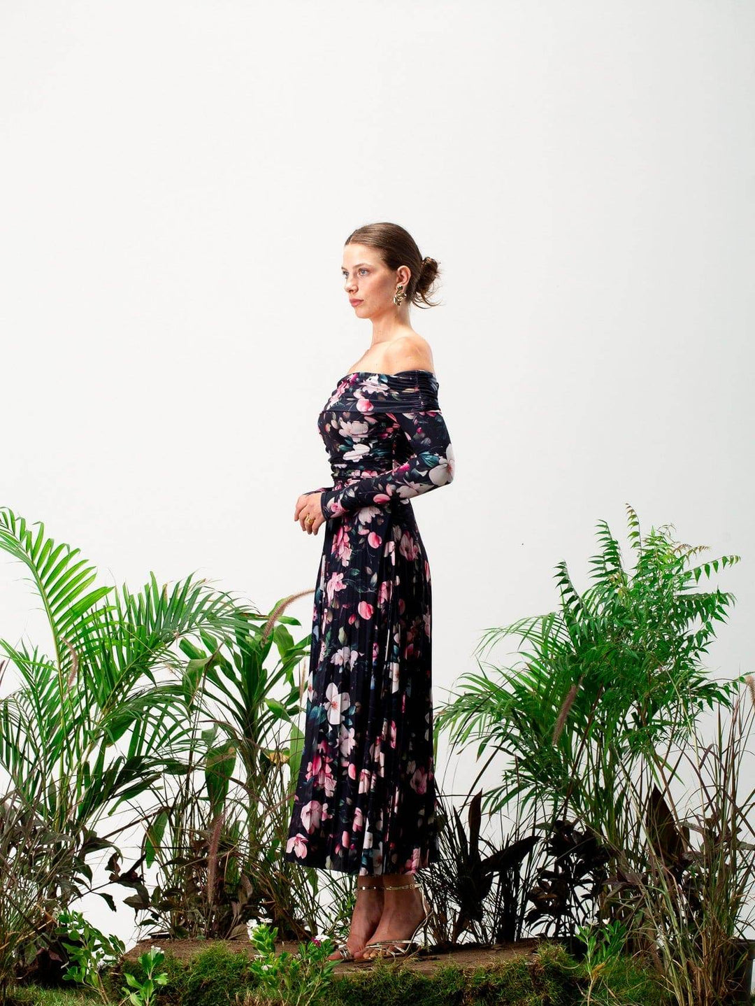 Meliora printed Long-Sleeve Maxi Dress - MOONMAINS EGY