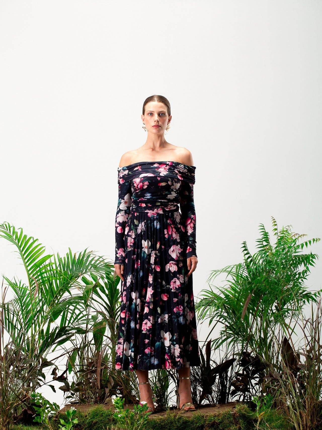 Meliora printed Long-Sleeve Maxi Dress - MOONMAINS EGY