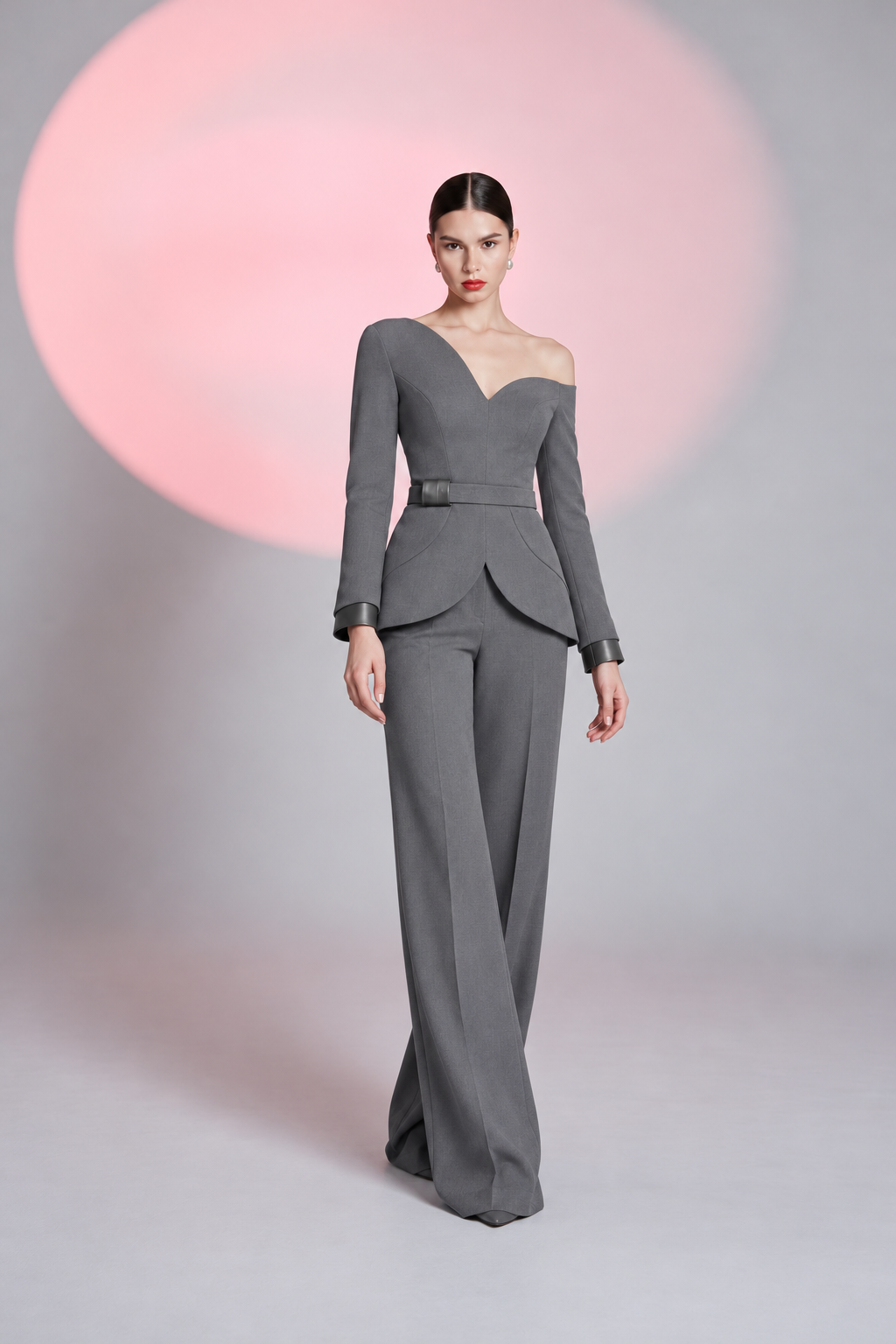 Asymmetric Elegance Couture Suit