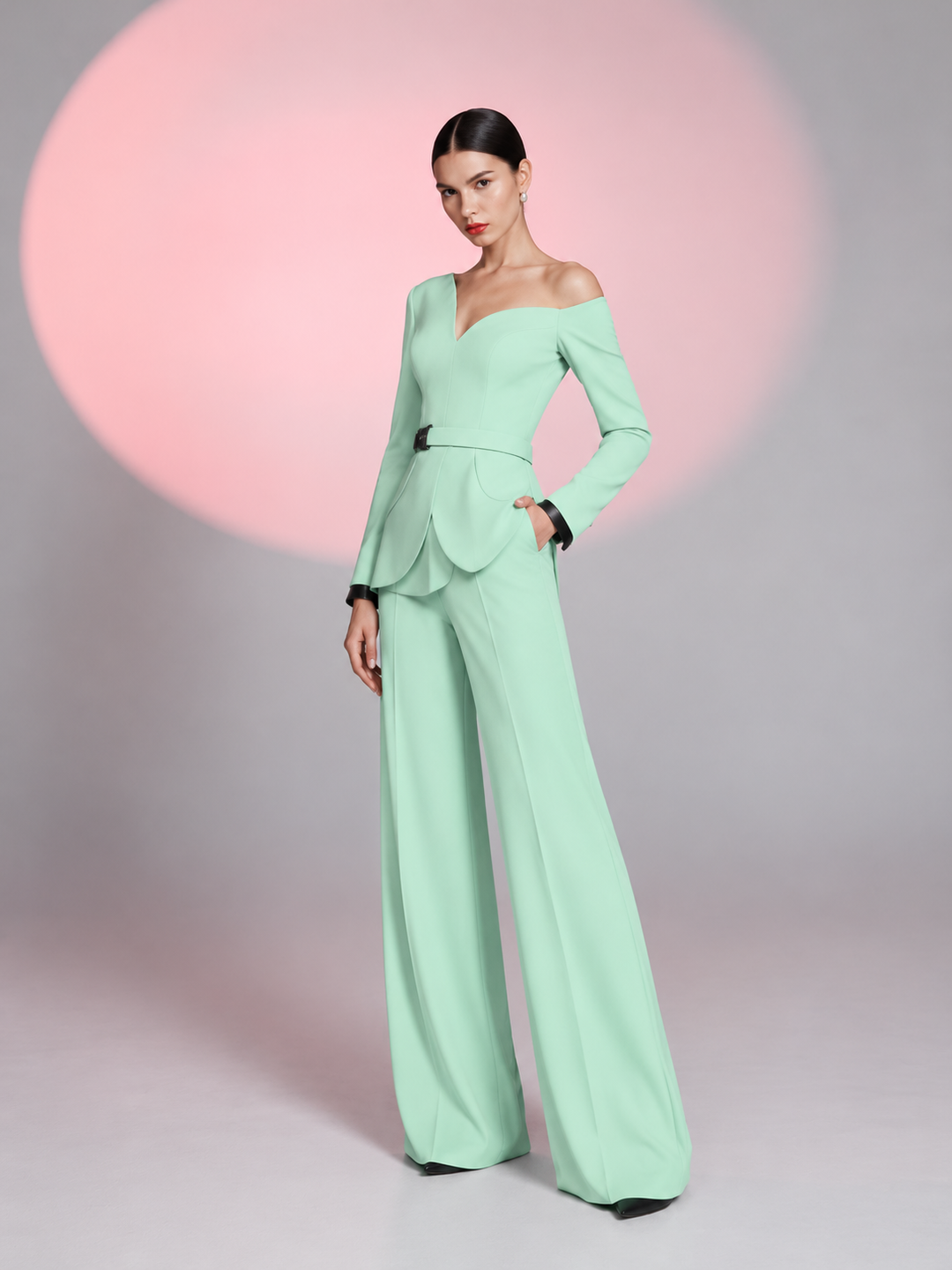 Asymmetric Elegance Couture Suit