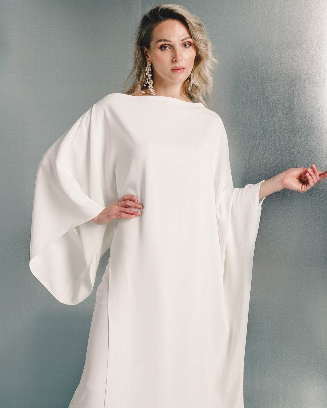 Caped loose neck crepe set - MOONMAINS EGY