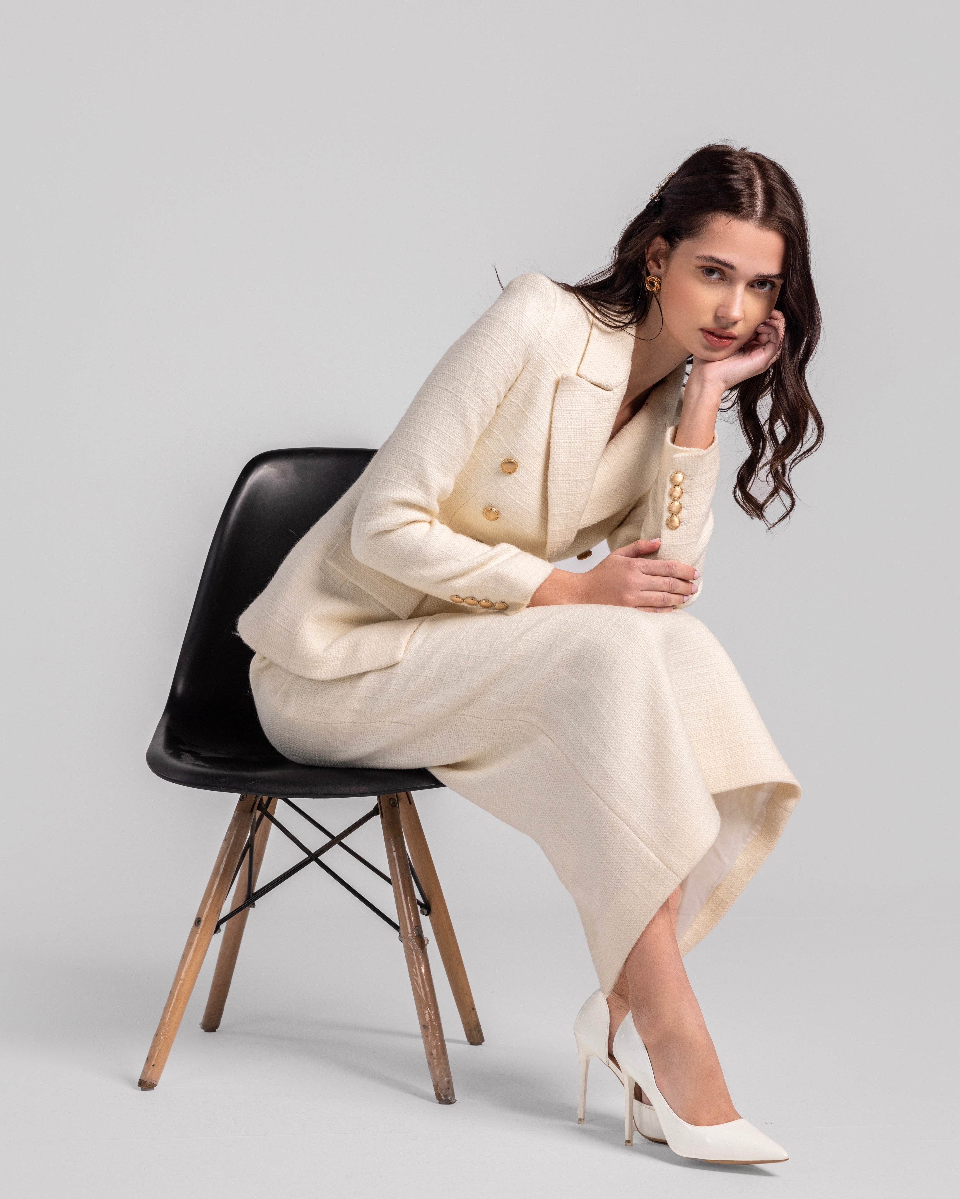 Double breasted tweed Suit - MOONMAINS EGY