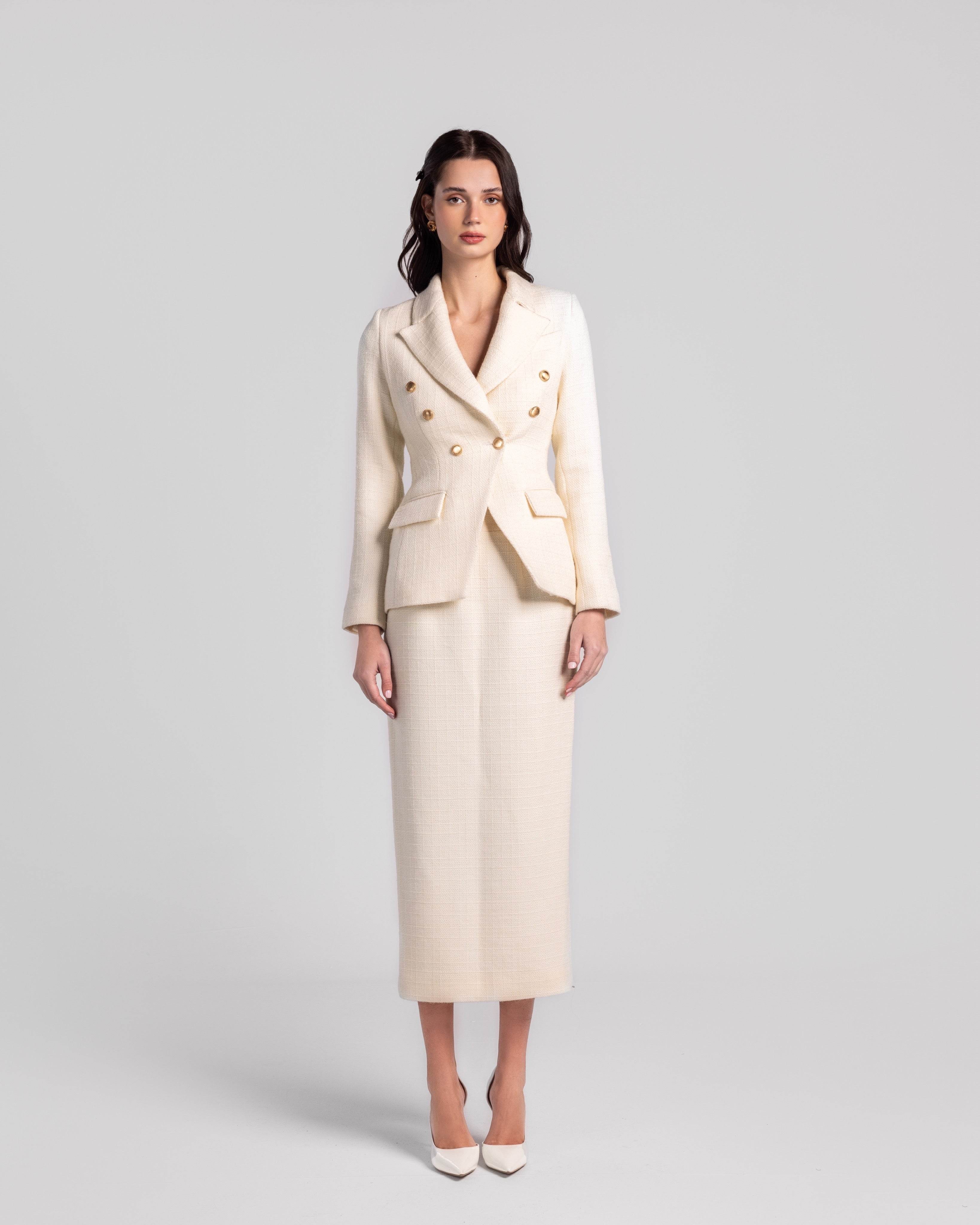 Double breasted tweed Skirt - MOONMAINS EGY