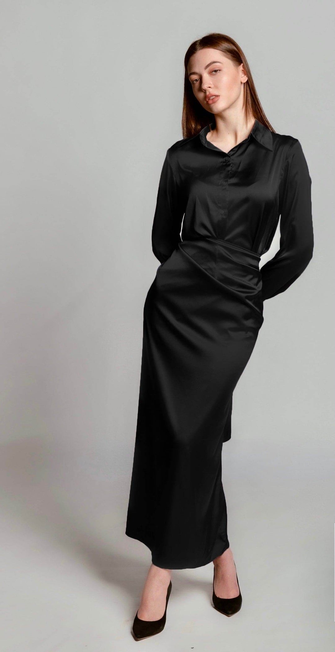 ELYSIAN WRAPPED SATIN DRESS - MOONMAINS EGY