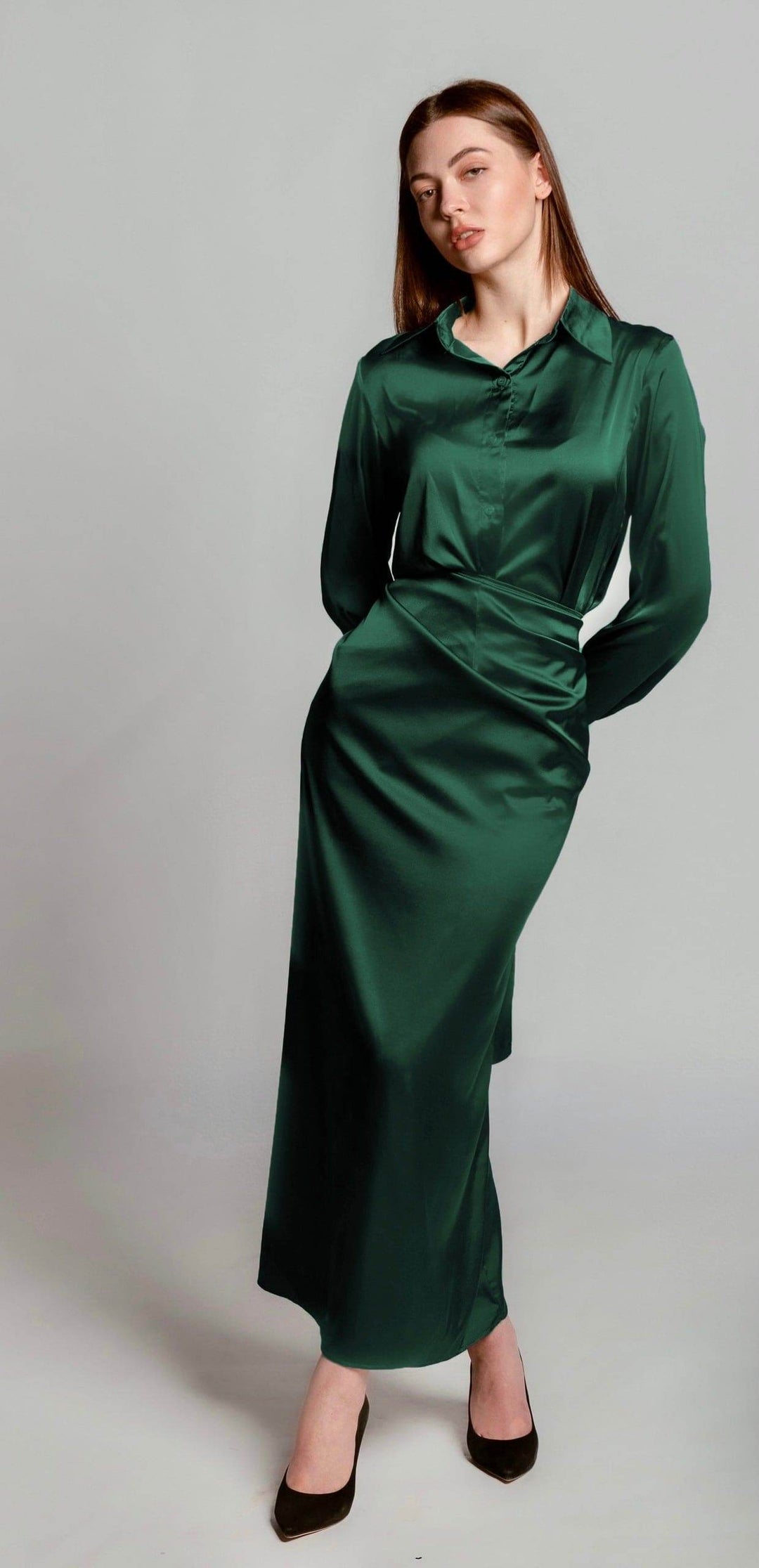 ELYSIAN WRAPPED SATIN DRESS - MOONMAINS EGY