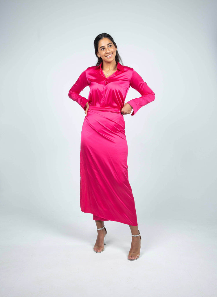 ELYSIAN WRAPPED SATIN DRESS - MOONMAINS EGY