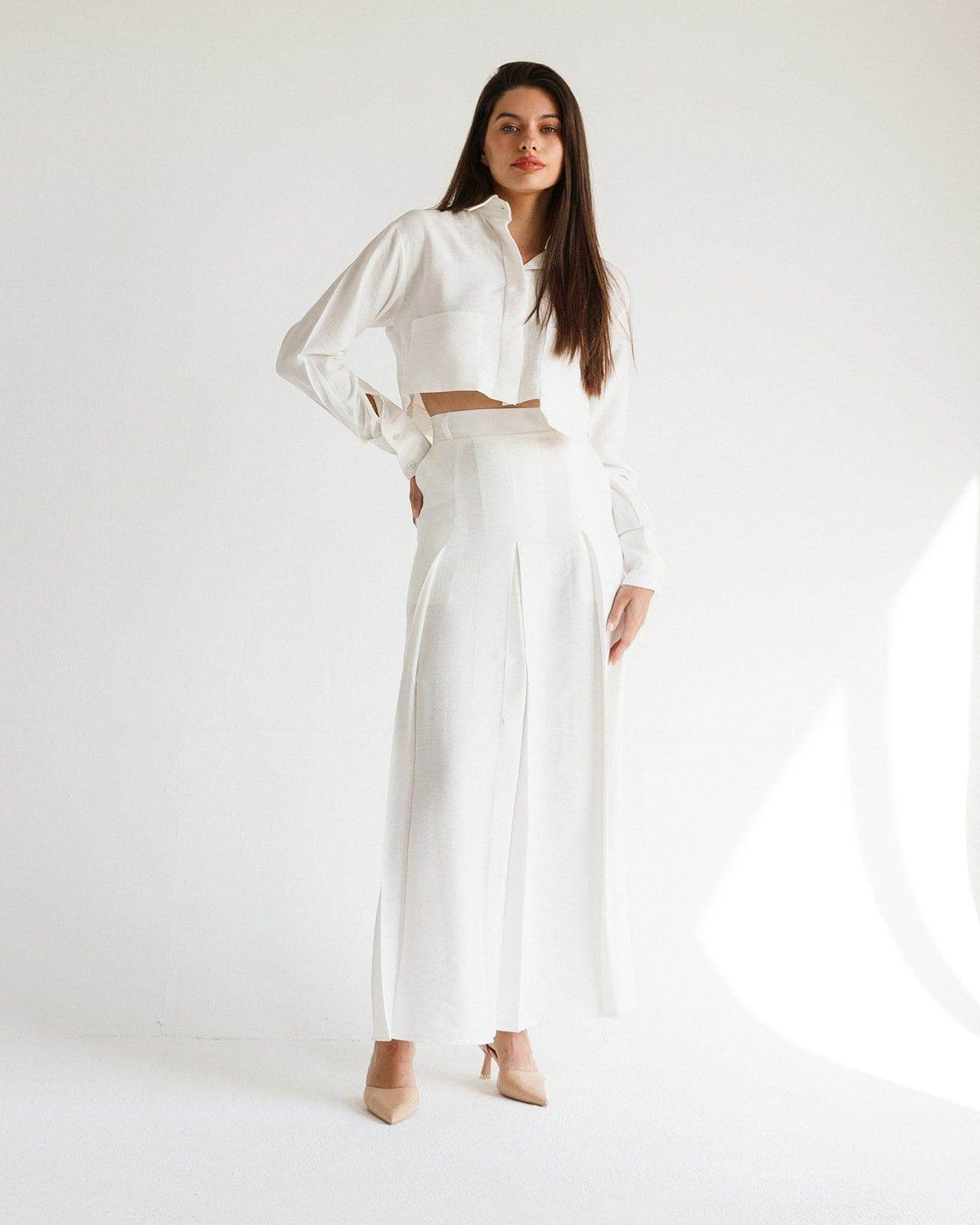 LONG SLEEVES CROPPED LINEN SHIRT - MOONMAINS EGY