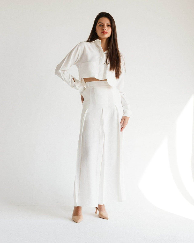 LONG SLEEVES CROPPED LINEN SHIRT - MOONMAINS EGY
