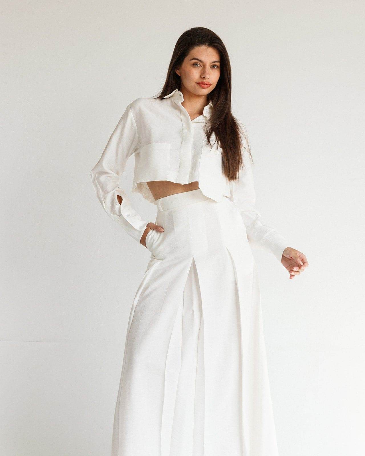LONG SLEEVES CROPPED LINEN SHIRT - MOONMAINS EGY