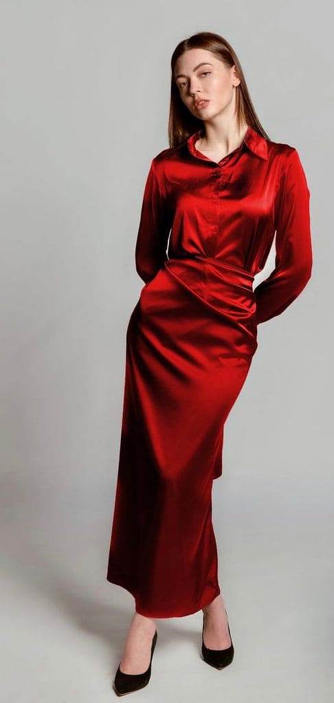 ELYSIAN WRAPPED SATIN DRESS - MOONMAINS EGY