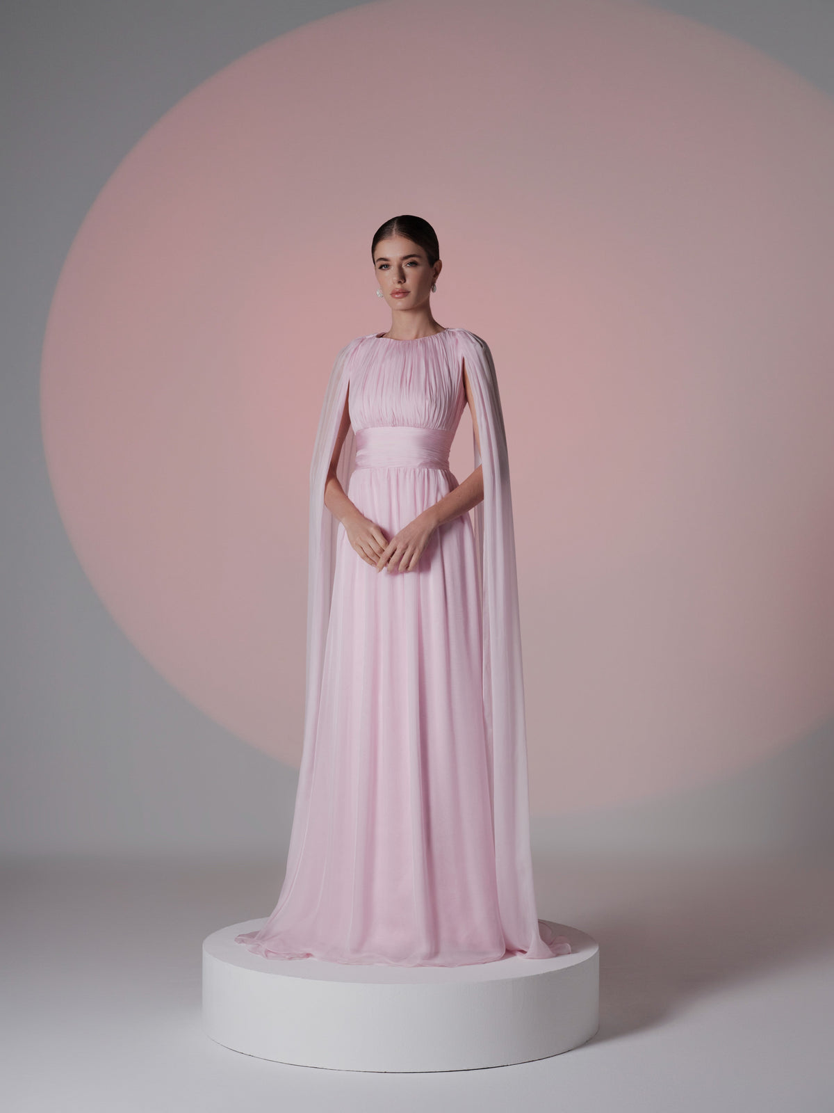 light pink maxi dress with sleeves