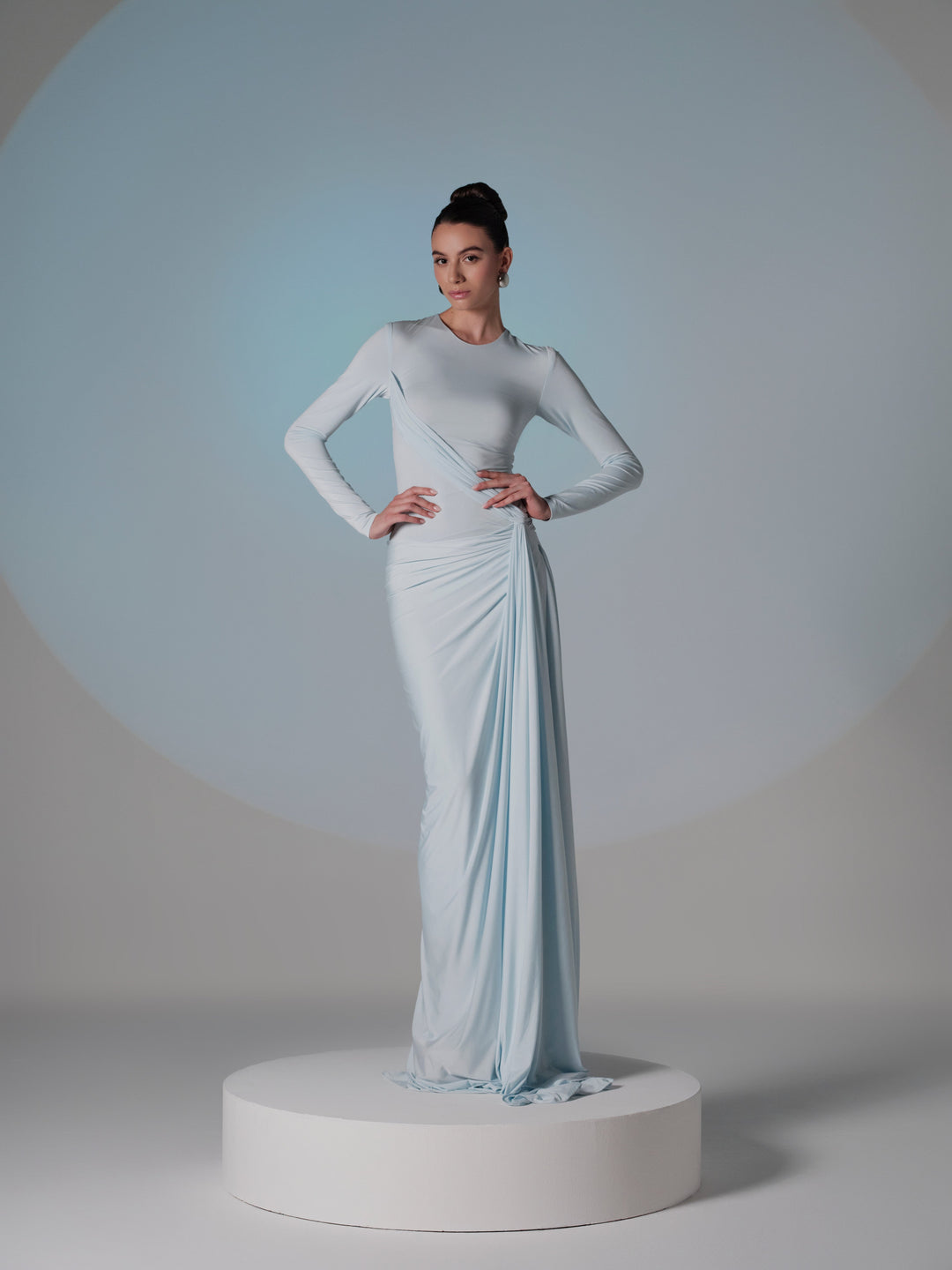 sky blue dress long sleeve