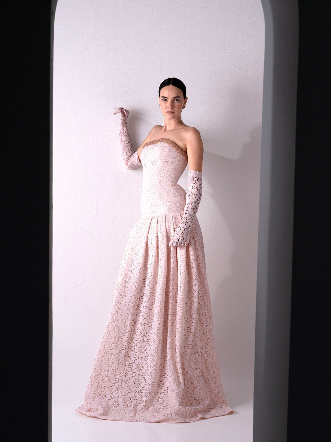 Rosette Strapless Gown