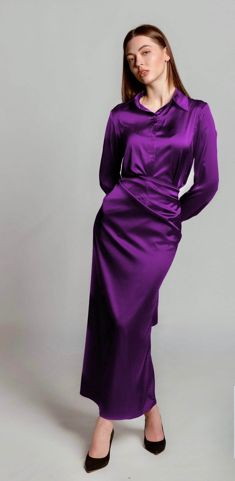 ELYSIAN WRAPPED SATIN DRESS - MOONMAINS EGY