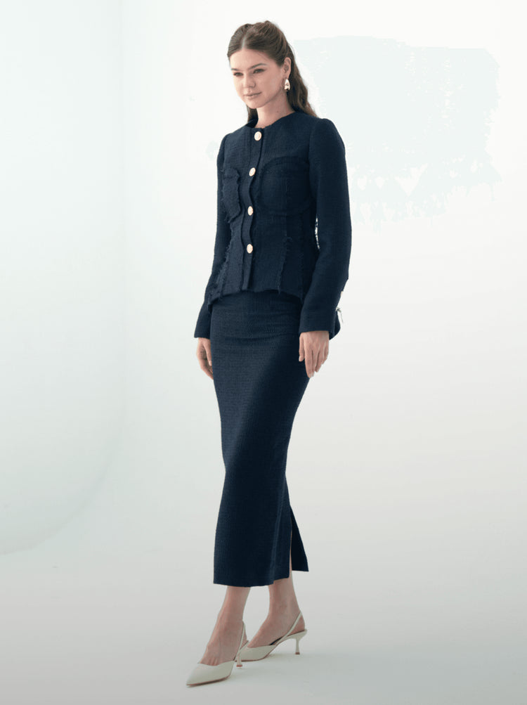 Tweed Navy blue Suit - MOONMAINS EGY