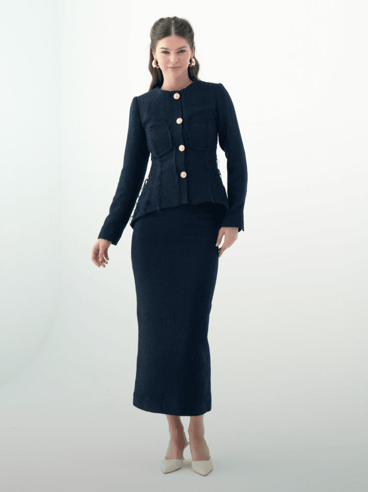 Tweed Navy blue Suit - MOONMAINS EGY