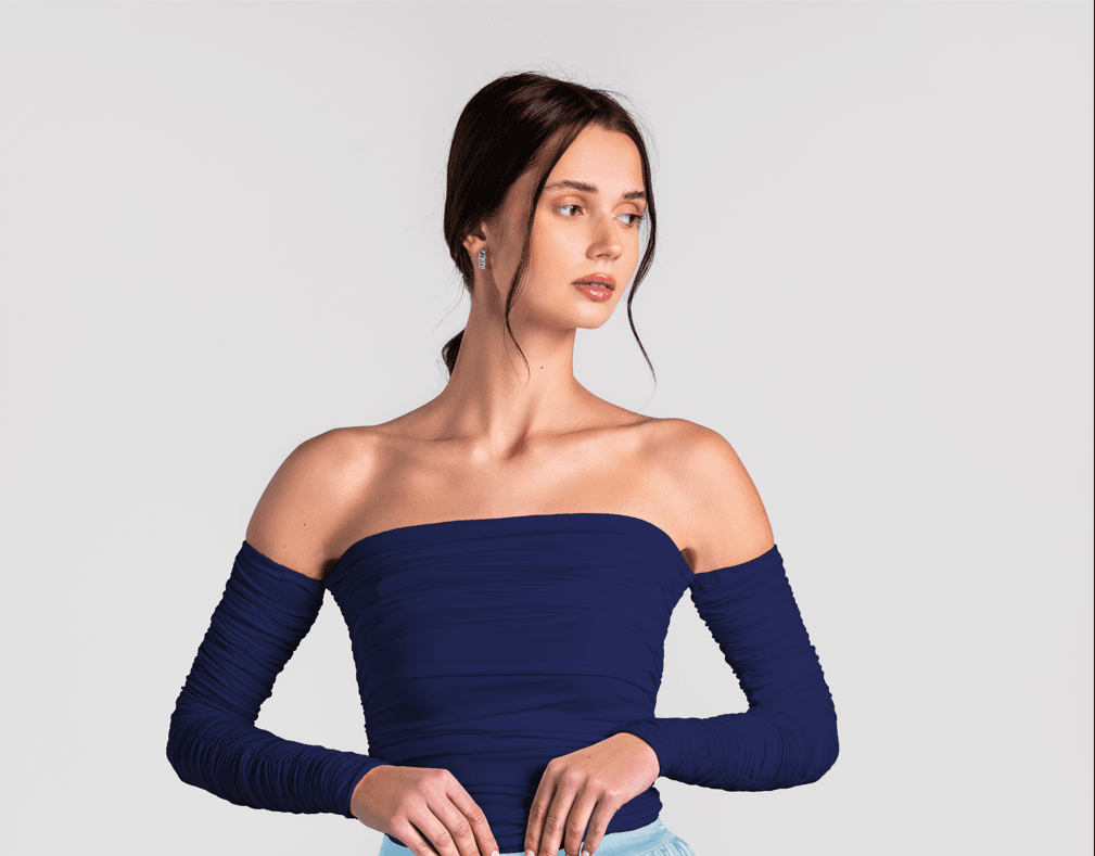 Regal Off-Shoulder Ruched Top - MOONMAINS EGY