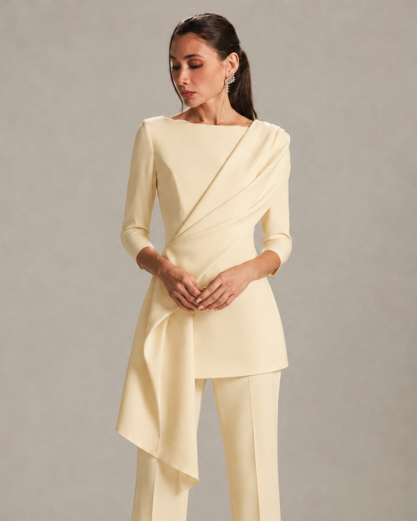 CASCADE DRAPED SUIT