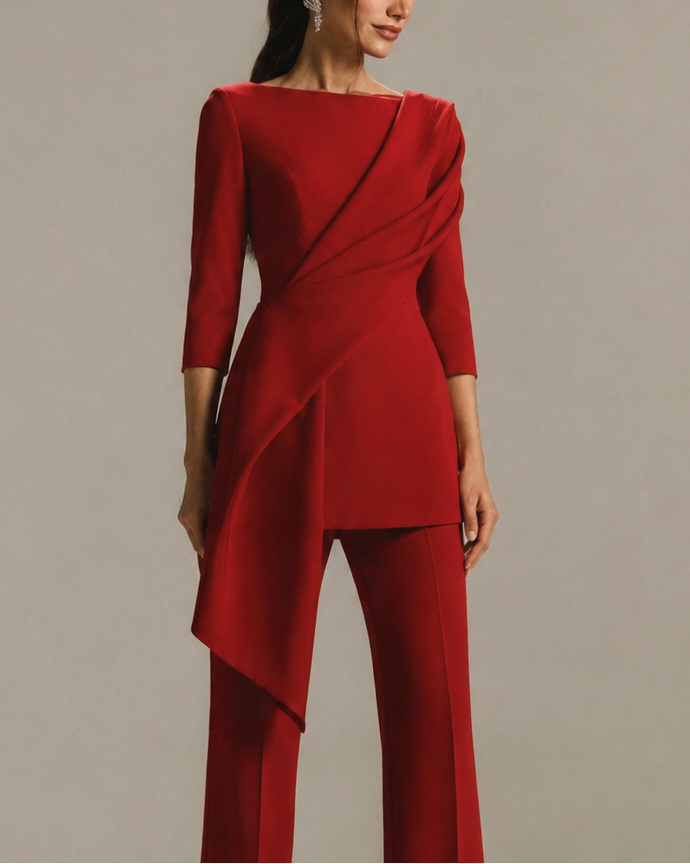 CASCADE DRAPED SUIT