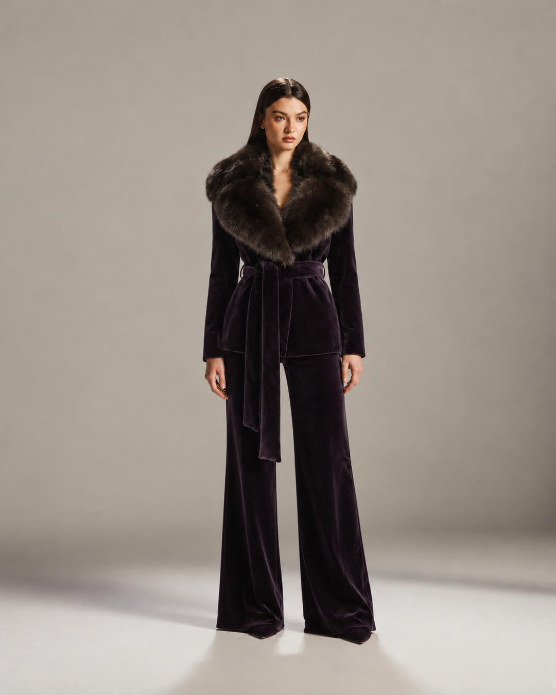 Amethyst Fur-Trimmed Velvet Suit