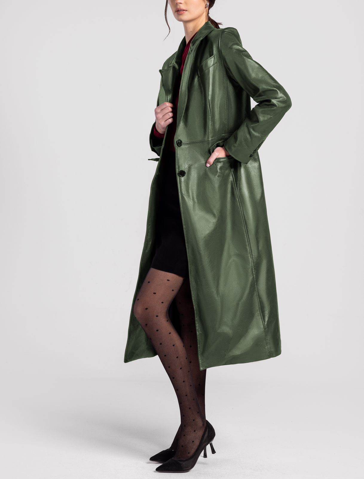 Scarlet Long Leather Trench Coat - MOONMAINS EGY