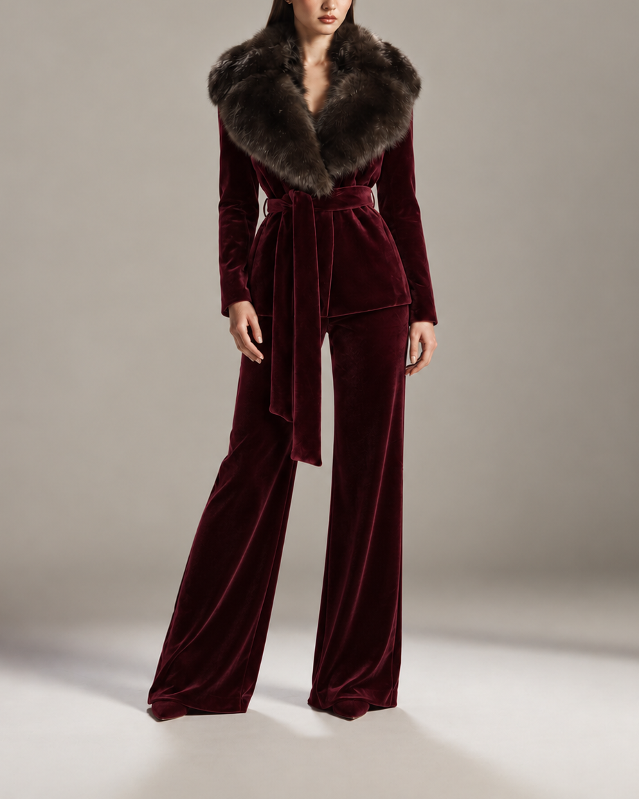 Amethyst Fur-Trimmed Velvet Suit