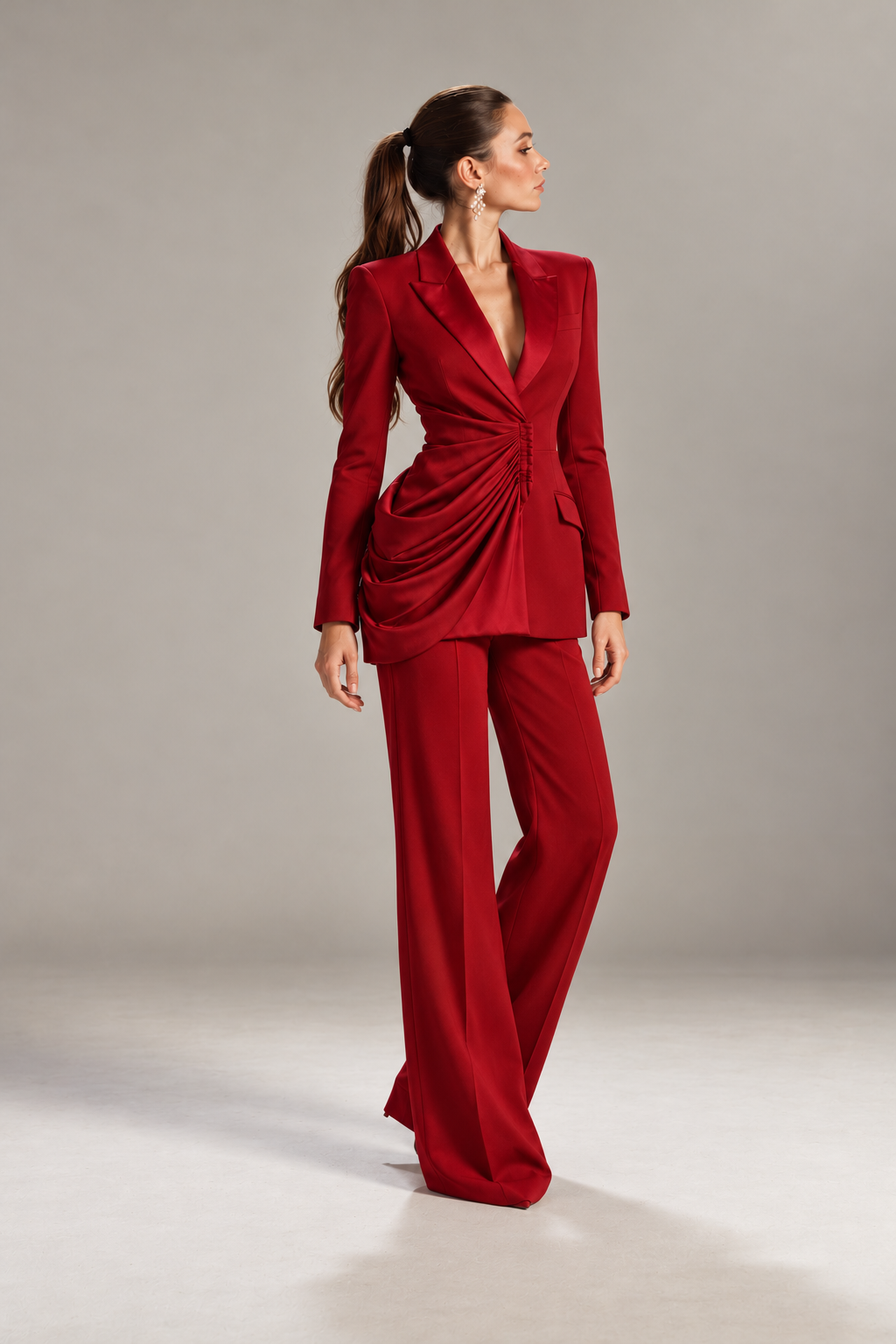 Adriana Draped Crepe Suit