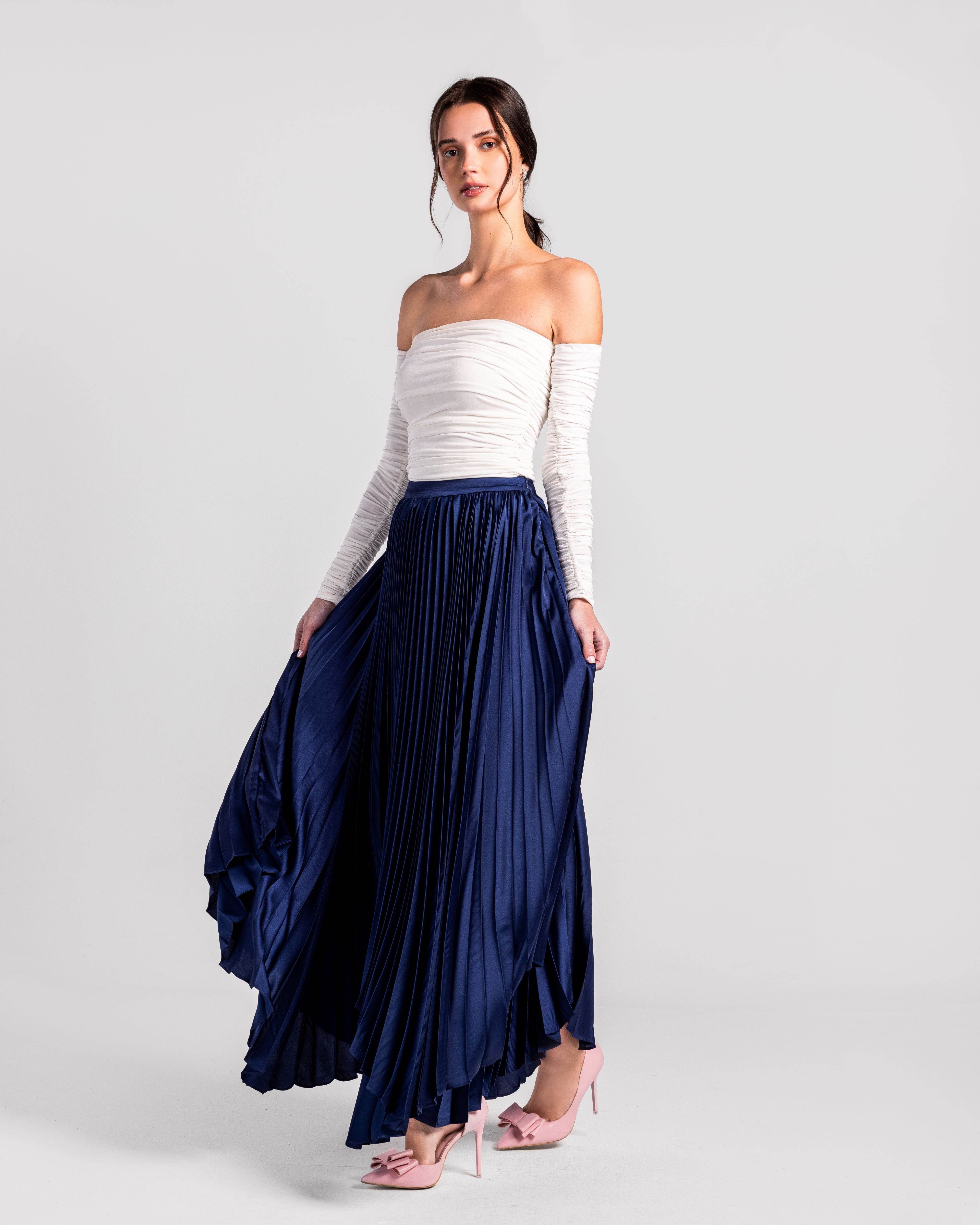 Cascade High-Waisted Pleated Maxi Skirt - MOONMAINS EGY