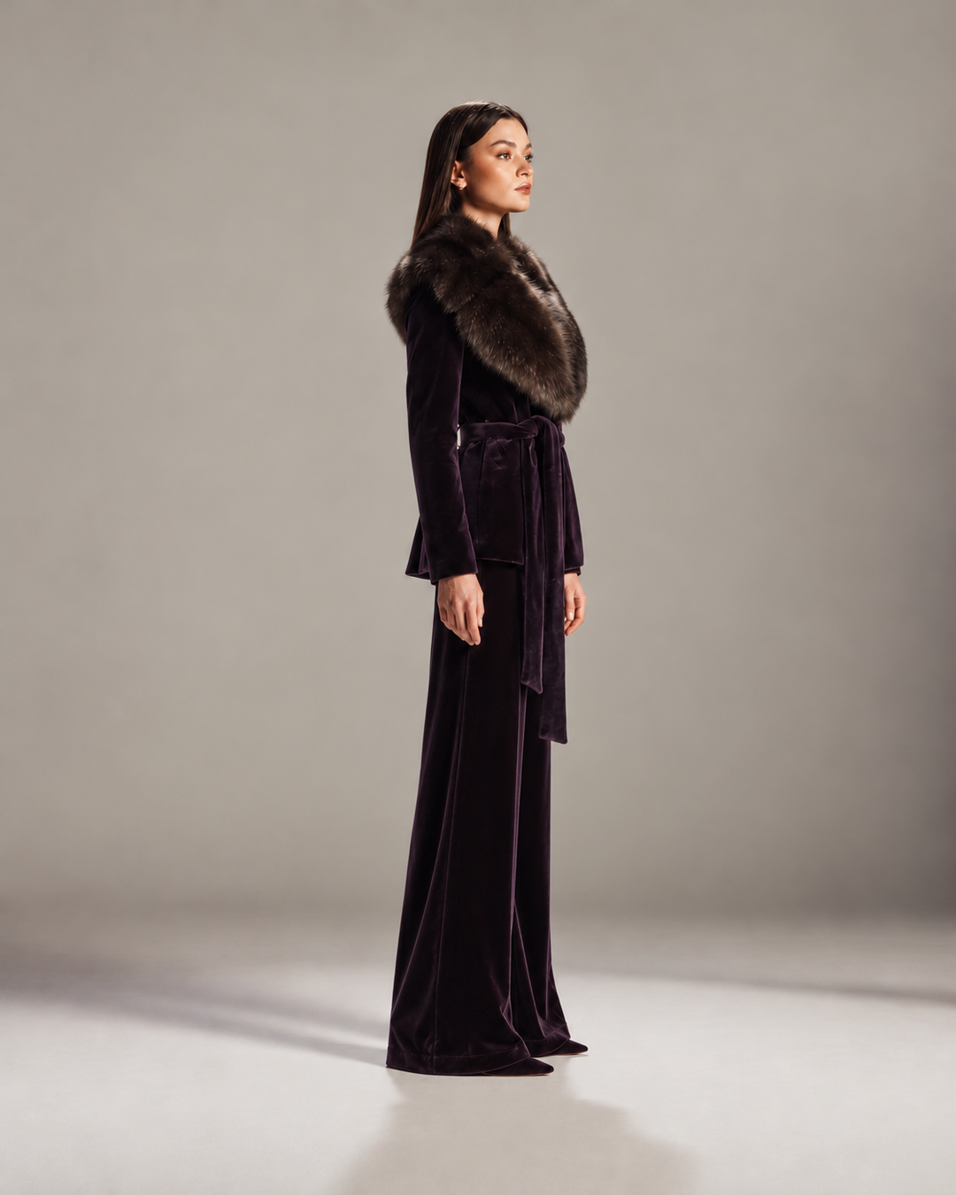Amethyst Fur-Trimmed Velvet Suit